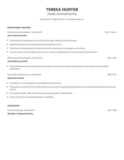 Nurse Administrator Resume