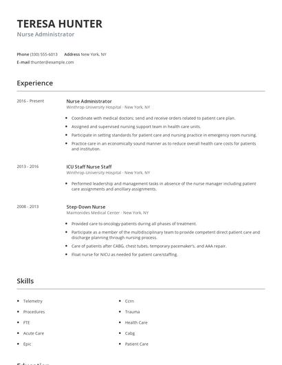 Nurse Administrator Resume