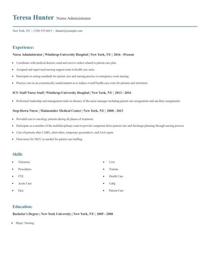 Nurse Administrator Resume