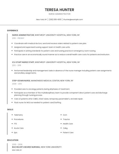 Nurse Administrator Resume