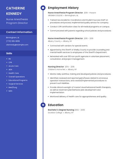 Nurse Anesthesia Program Director Resume