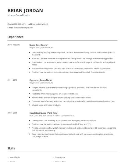 Nurse Coordinator Resume