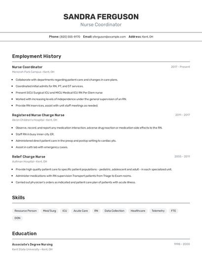 Nurse Coordinator Resume