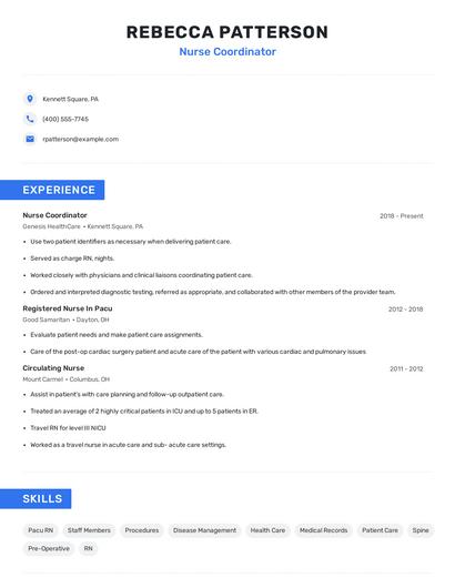Nurse Coordinator Resume