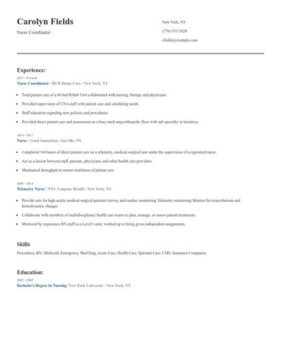 Nurse Coordinator Resume
