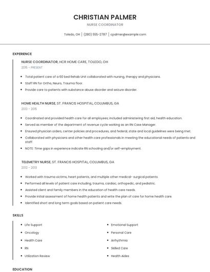 Nurse Coordinator Resume