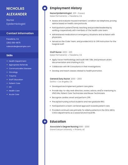 Nurse Epidemiologist Resume