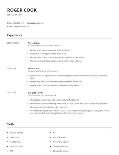 Nurse Extern Resume