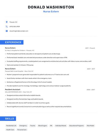 Nurse Extern Resume