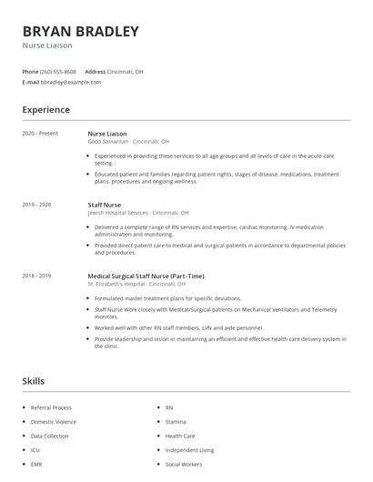 Nurse Liaison Resume