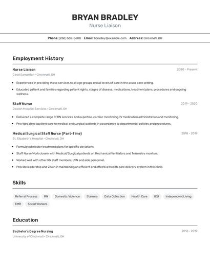 Nurse Liaison Resume