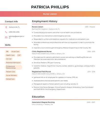 Nurse Liaison Resume