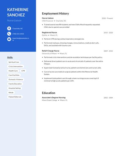 Nurse Liaison Resume