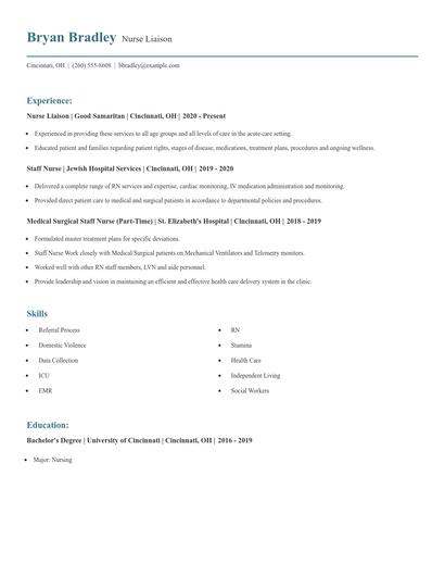 Nurse Liaison Resume