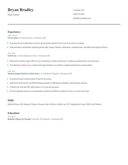 Nurse Liaison Resume