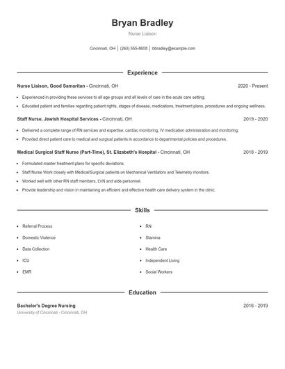 Nurse Liaison Resume