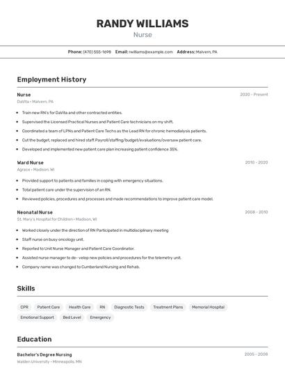 Nurse Resume