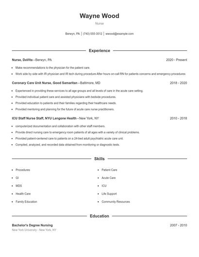 Resume example 1