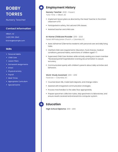 Nursery Teacher Resume