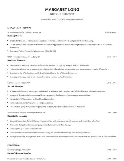 Nursing Director Resume