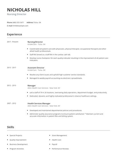 Nursing Director Resume