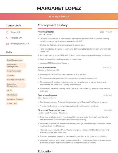 Nursing Director Resume