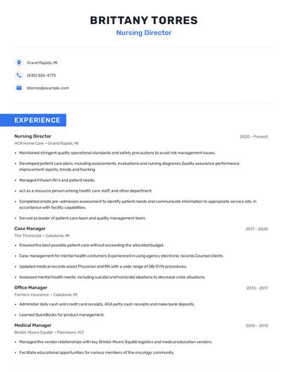 Nursing Director Resume