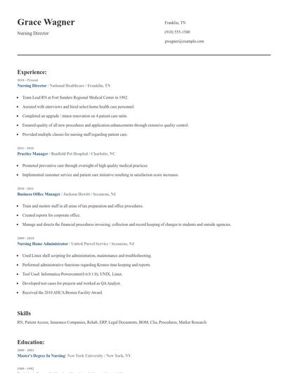 Nursing Director Resume