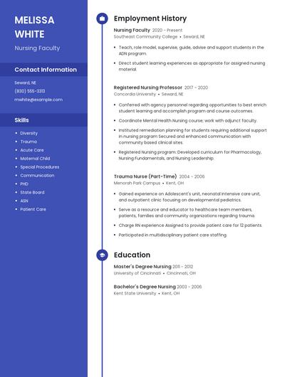 Nursing Faculty Resume