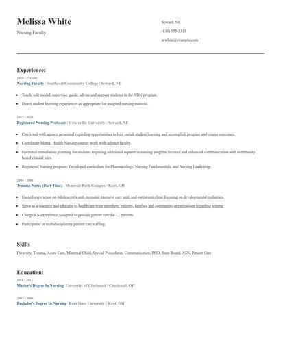 Nursing Faculty Resume