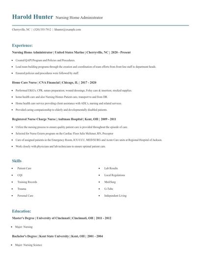 Nursing Home Administrator Resume