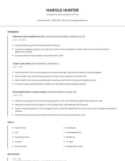 Nursing Home Administrator Resume