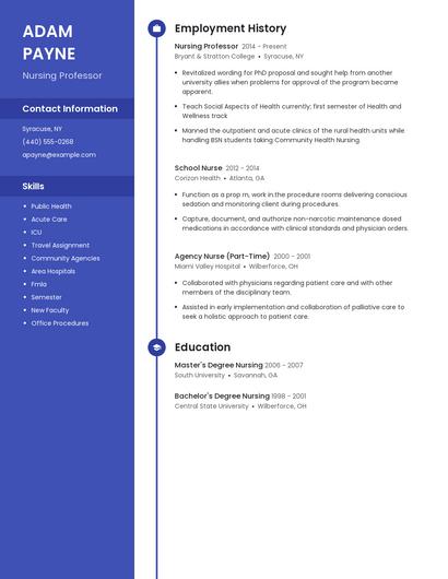 Nursing Professor Resume