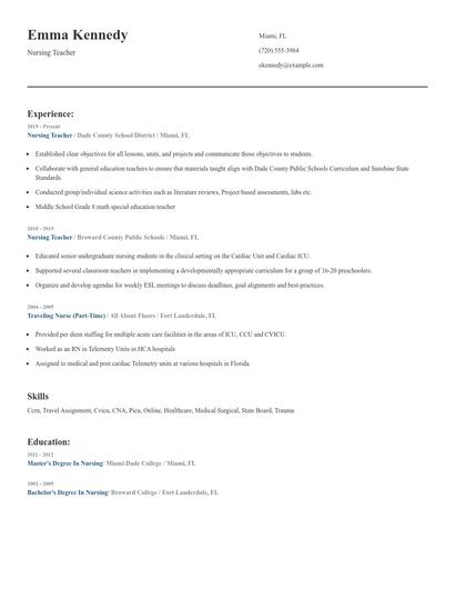 Nursing Teacher Resume