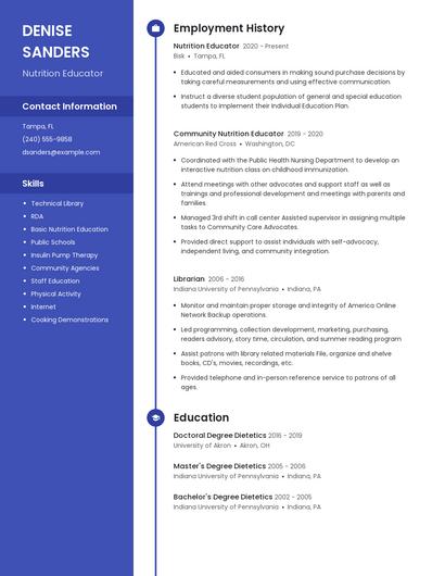 Nutrition Educator Resume