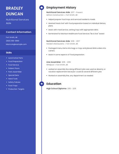Nutritional Services Aide Resume