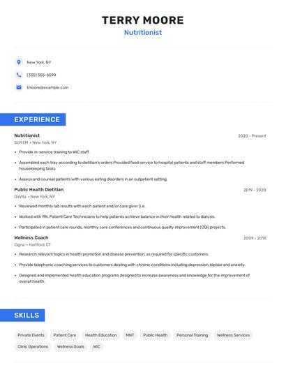Nutritionist Resume
