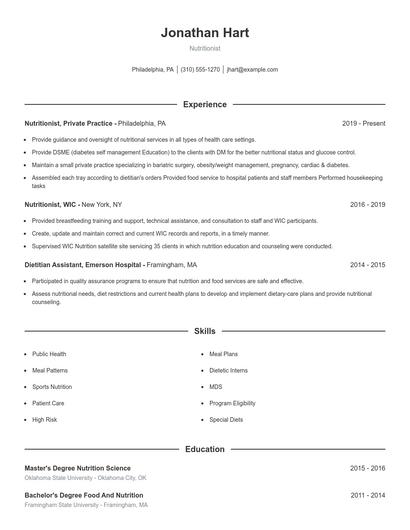 Resume example 1