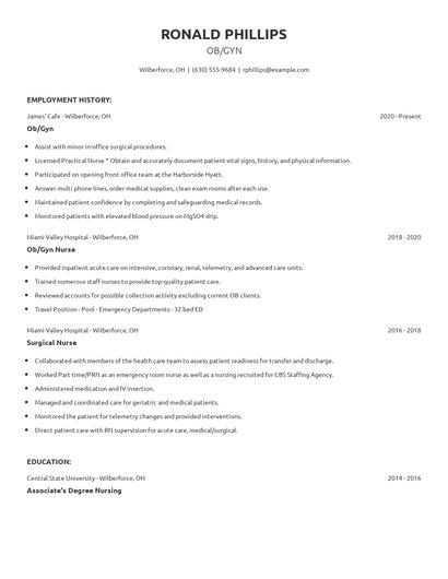 Ob/Gyn Resume