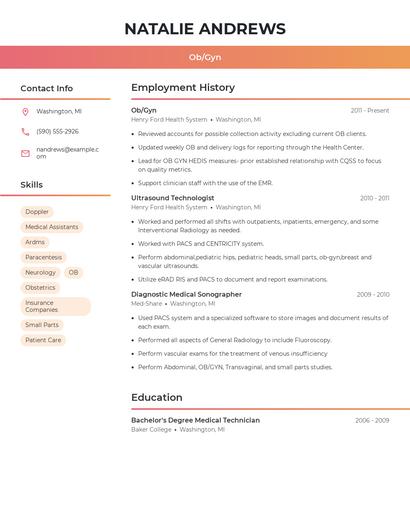 Ob/Gyn Resume