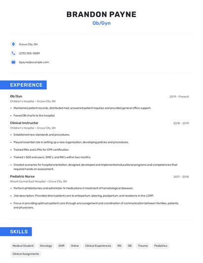 Ob/Gyn Resume