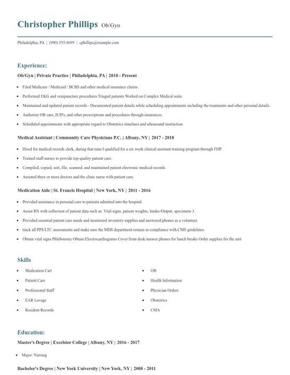 Ob/Gyn Resume