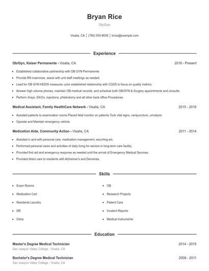 Ob/Gyn Resume