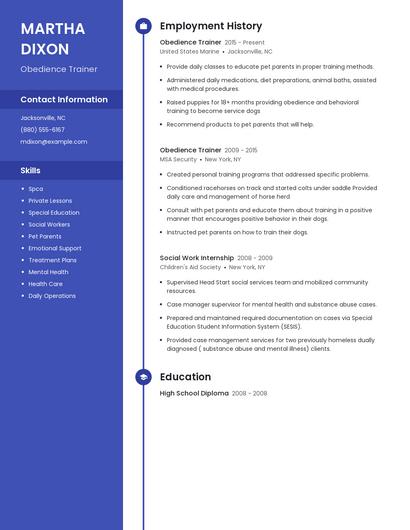 Obedience Trainer Resume
