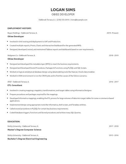 Obiee Developer Resume