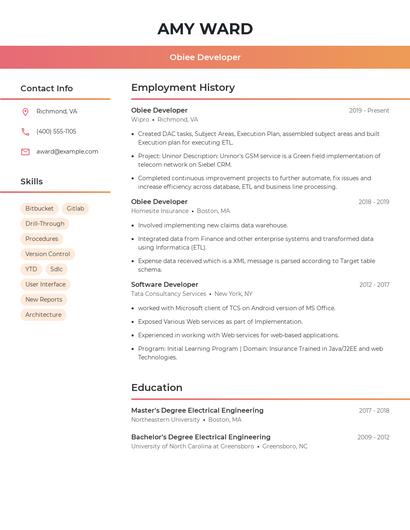 Obiee Developer Resume