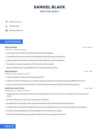 Obiee Developer Resume