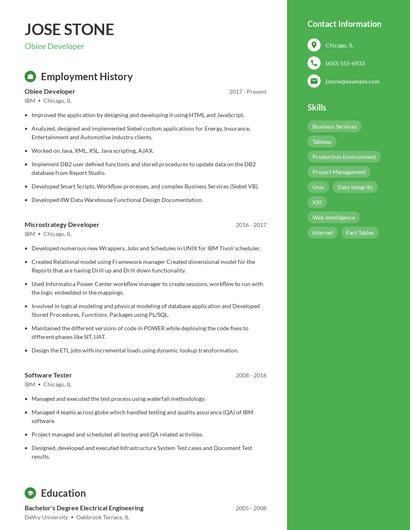 Obiee Developer Resume