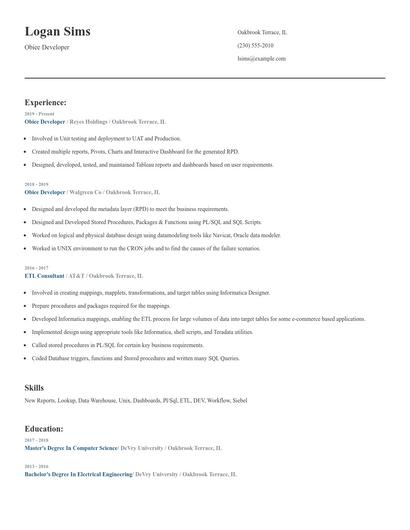 Obiee Developer Resume