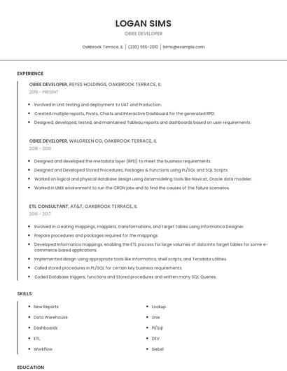Obiee Developer Resume